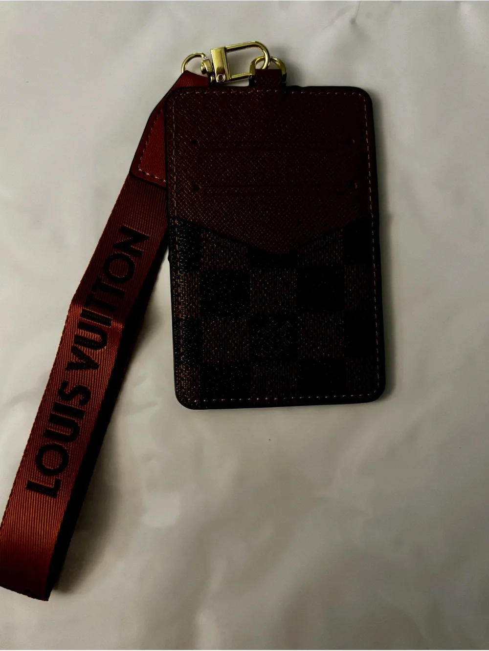 New !! Brown Check Card Holder Lanyard